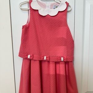 Florence Eiseman Pink and White Bow Dress Scalloped Collar Girls Size 5